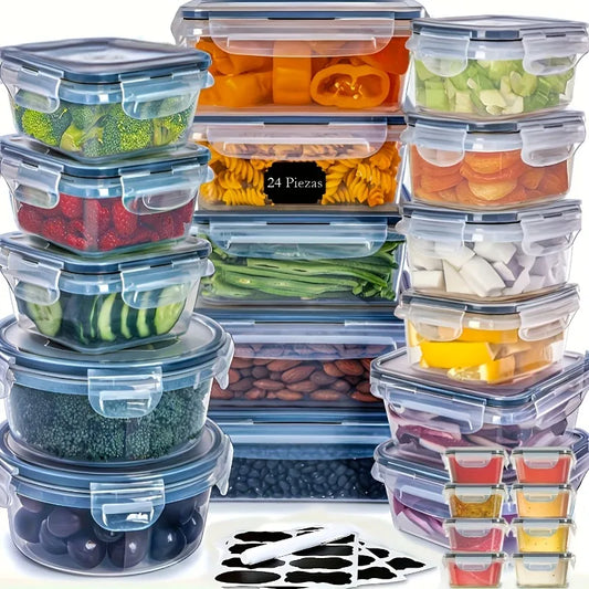48Pcs BPA Free Food Storage Set With 24 Airtight Containers And Lids With Labels For Pantry Travel Kitchen Organization