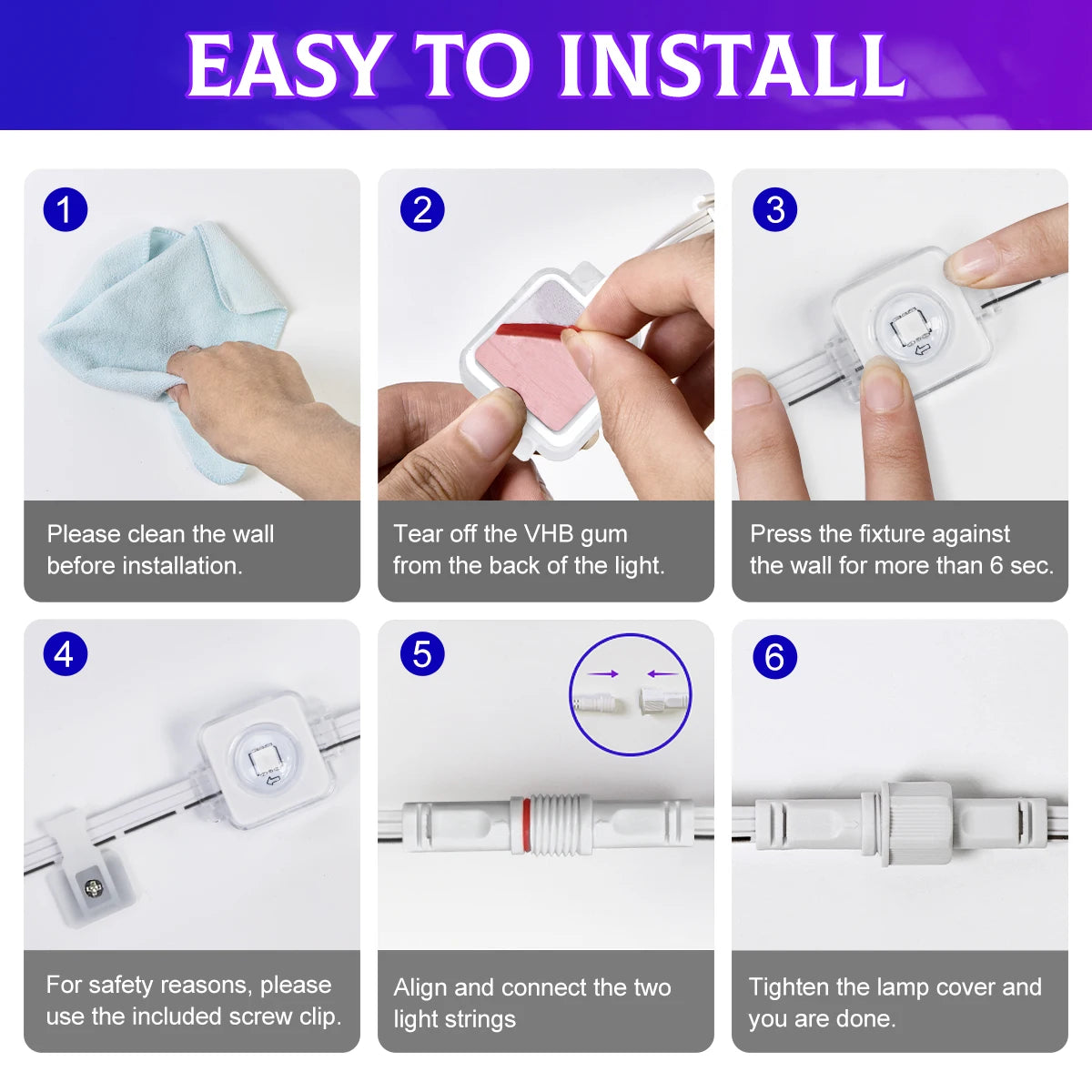 Aiopp Permanent Outdoor Lights 100ft Smart RGBIC Lights IP68 Waterproof 60 LED