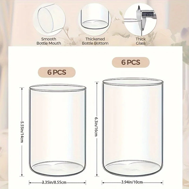 Glass Cylinder Vase 5.5 6 Inch Tall Clear Hurricane Candle Holder Wedding Decor