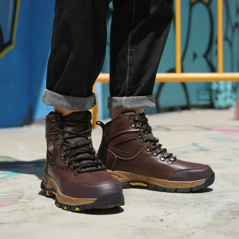 Waterproof Leather Mens Safety Boots Indestructible AntiPuncture Work Shoes