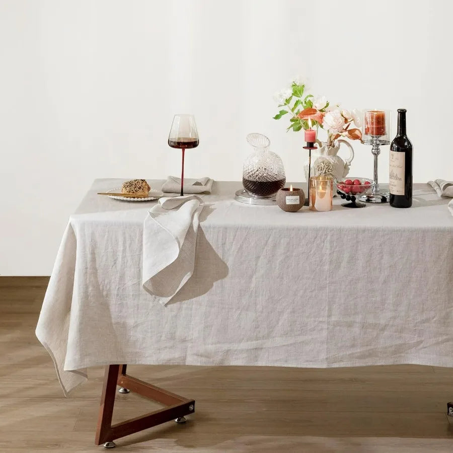 Linen Tablecloth 60x108 Inches 100 Percent Pure Linen Washable Rectangle Dining