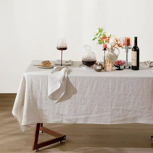 Linen Tablecloth 60x108 Inches 100 Percent Pure Linen Washable Rectangle Dining