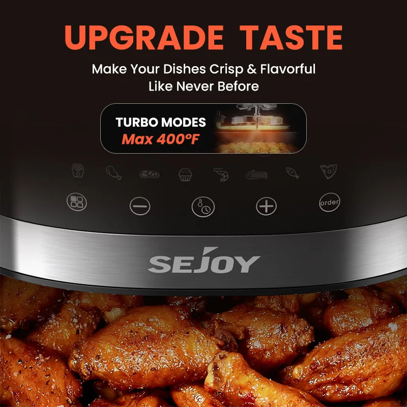 SEJOY 6 Quart Air Fryer Toaster Oven Digital Display 8 Presets Visible Window