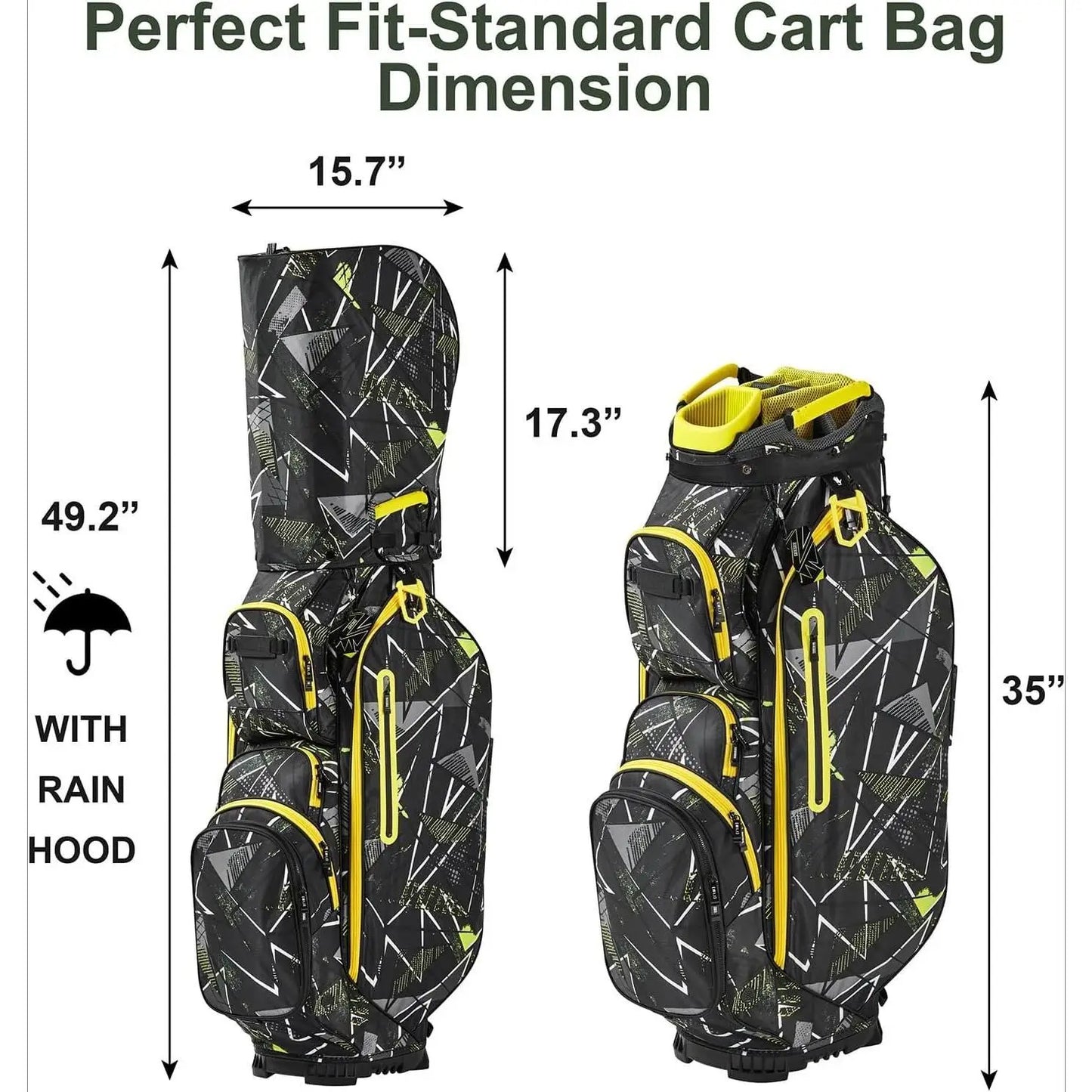 14 Ways Dividers Golf Bag With 9 Pockets Cooler Rain Hood