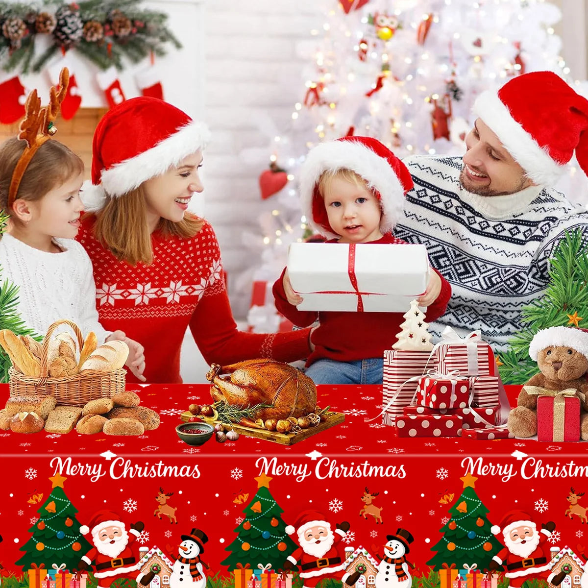 Christmas Snowflake Plastic Tablecloth For Navidad Natal And New Year Decor