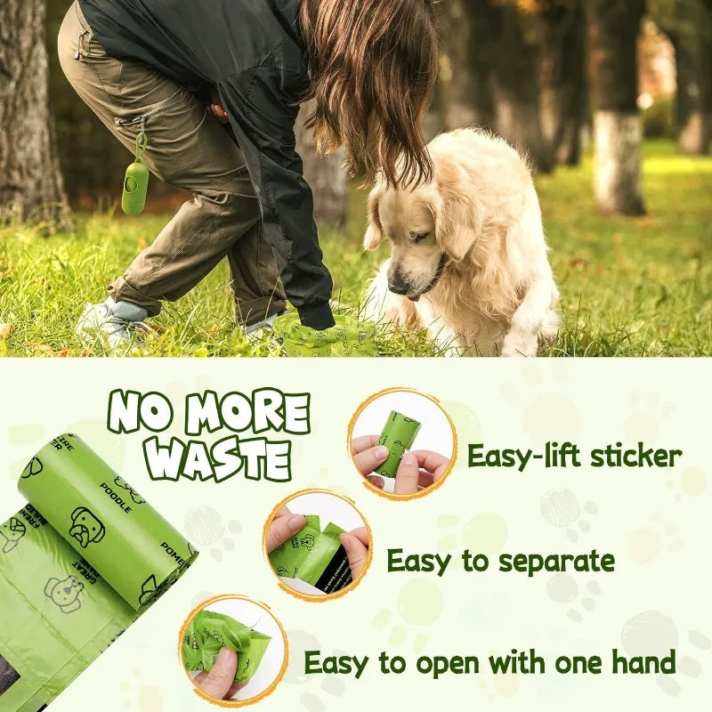 Dog Poop Bag Set With Dispenser And Leash Clip Thick Waste Bags For All Dog Sizes And Cats