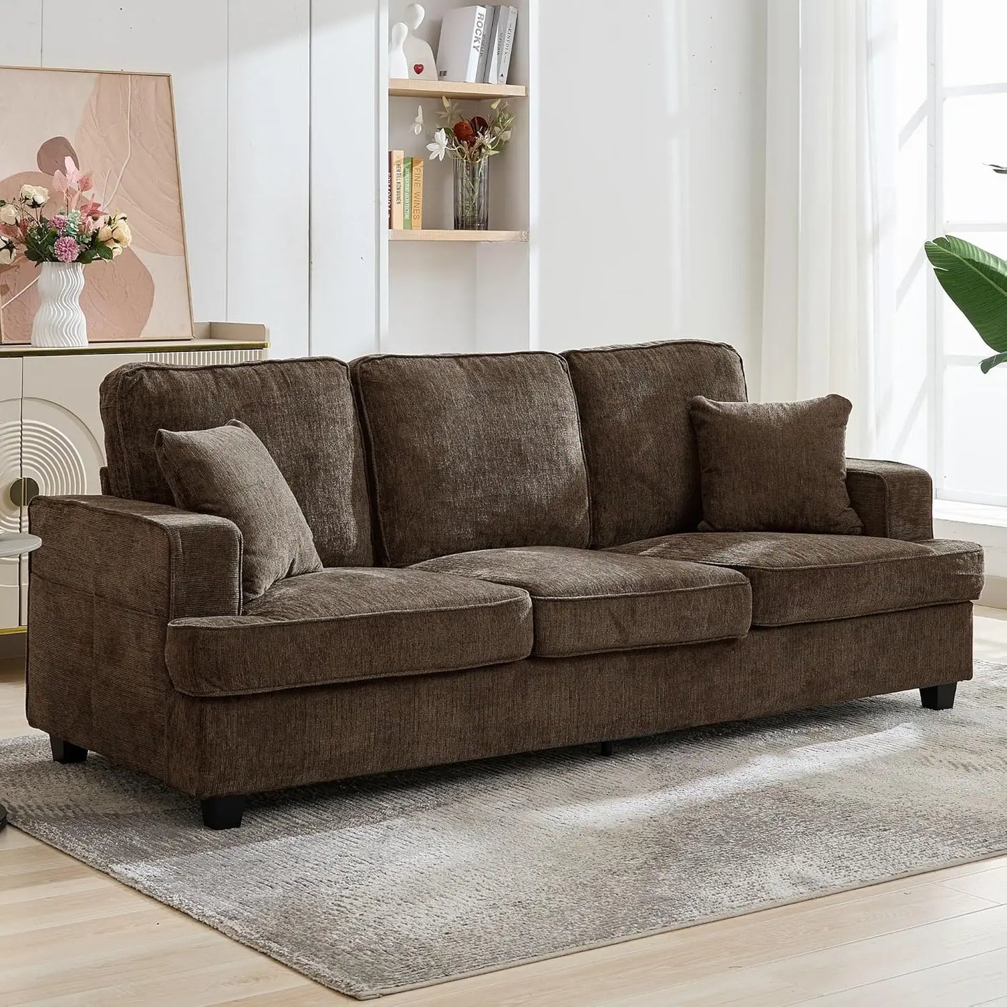 Cloud Couch 89 Inch Chenile With Deep Seats Modern 3 Seater