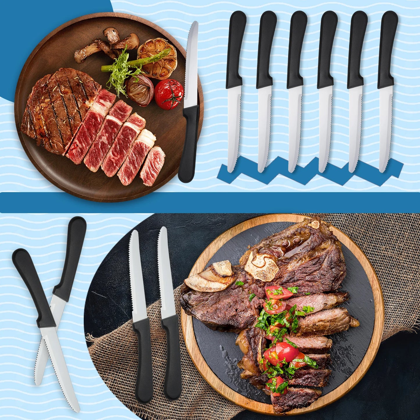 Hansmart 36 Piece Steel Steak Knife Set Plastic Handles Dishwasher Safe