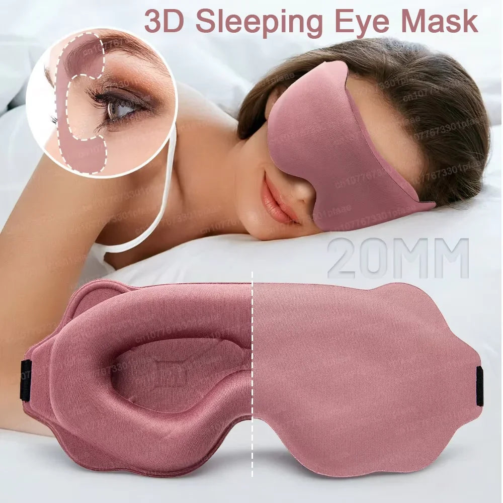 3D Sleep Mask Memory Foam Blockout Light Eyeshade Portable Travel Comfort
