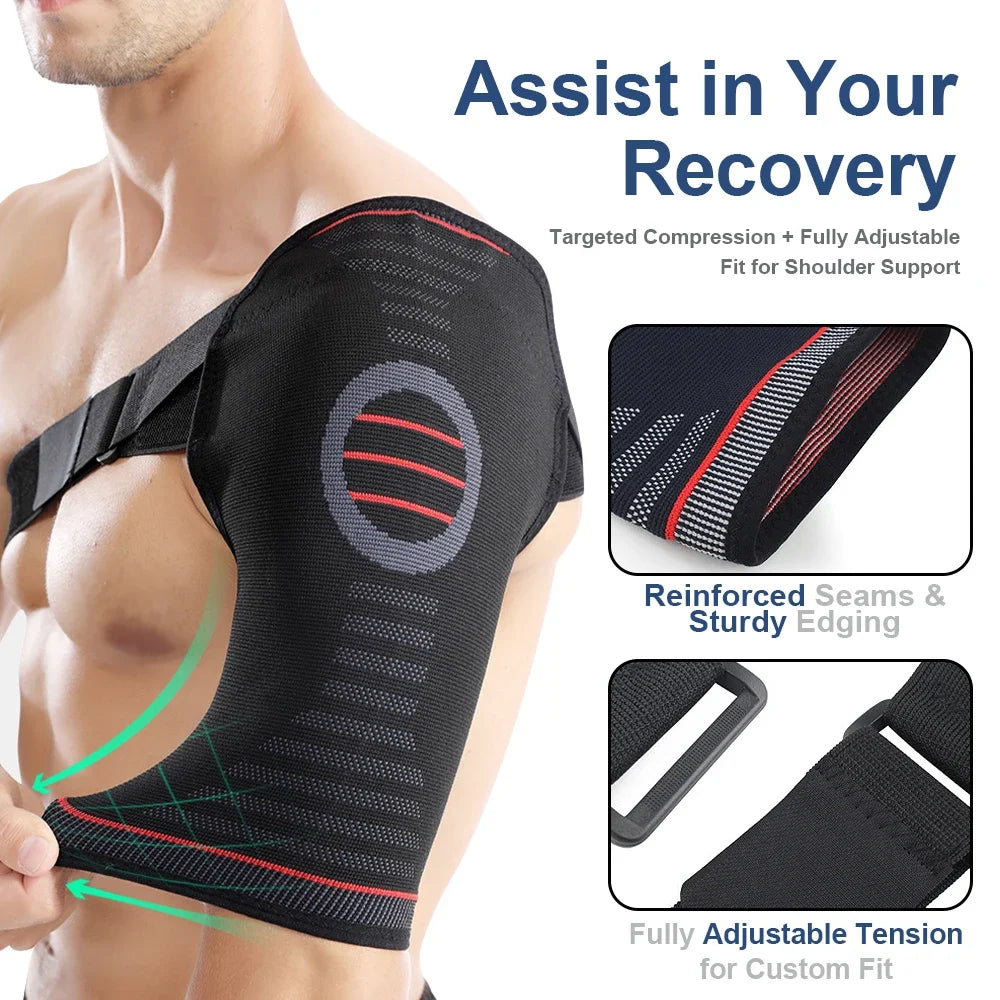 Adjustable Compression Shoulder Brace Sleeve For Sports And Fitness Pain Relief Breathable Lycra Material