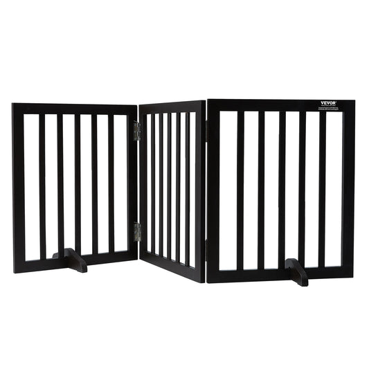 SucceBuy Free Standing Dog Gate 3 Panels Foldable for Narrow Passages