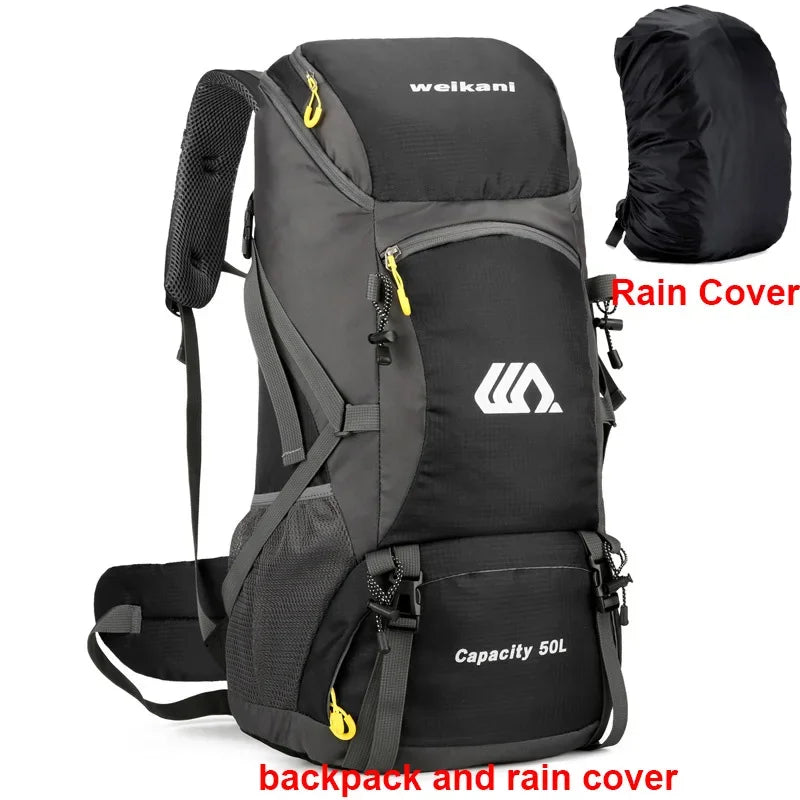 50L Travel Backpack Waterproof Hiking Camping Bag Unisex Outdoor Gear