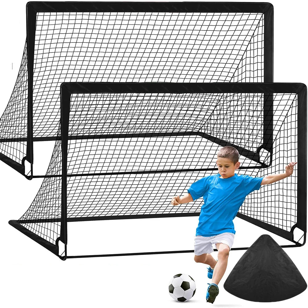 Backyard Soccer Goals Set 2Pcs Portable Football Net Door Frame Indoor Outdoor