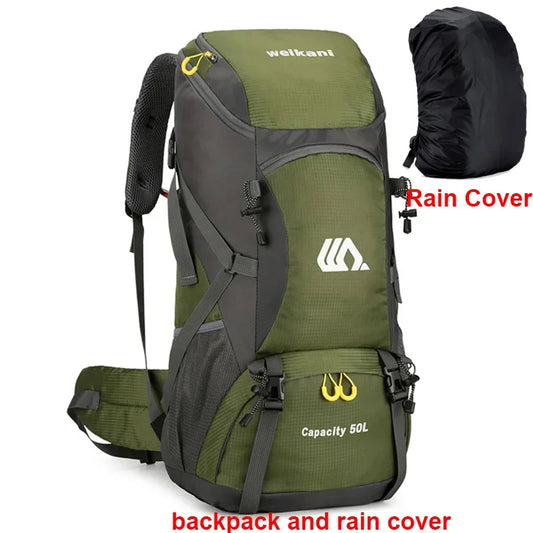 50L Travel Backpack Waterproof Hiking Camping Bag Unisex Outdoor Gear