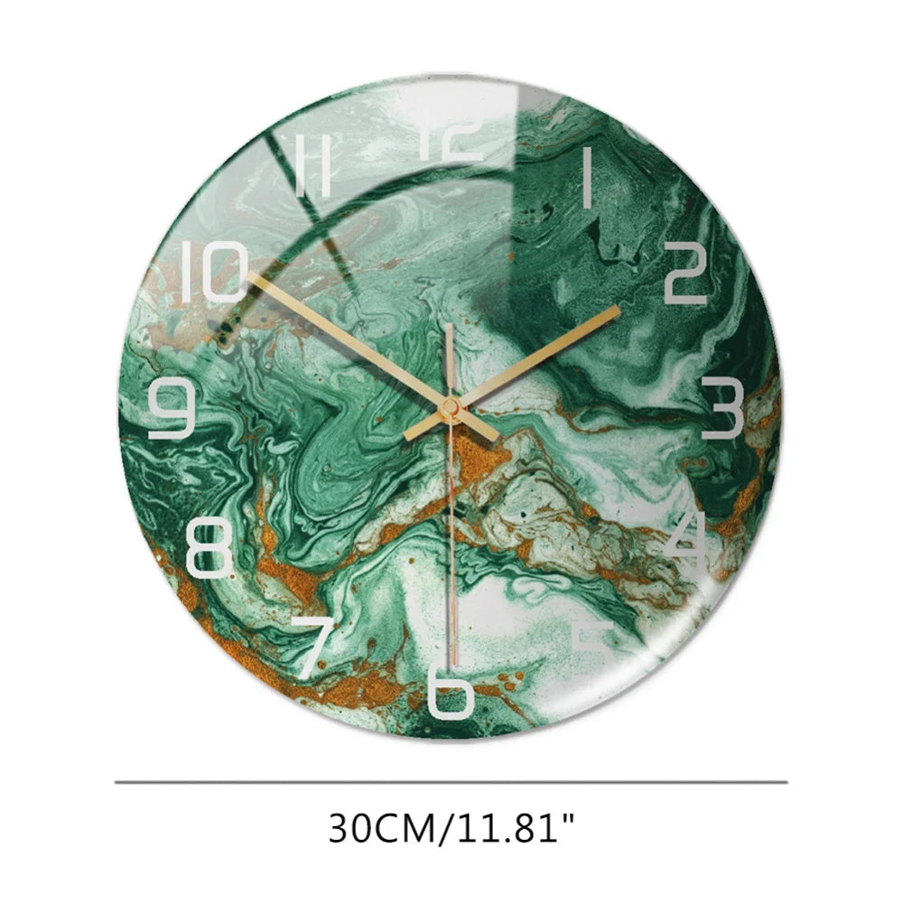 Luxury 3D Acrylic Black Gold Marble Wall Adhesive Clock