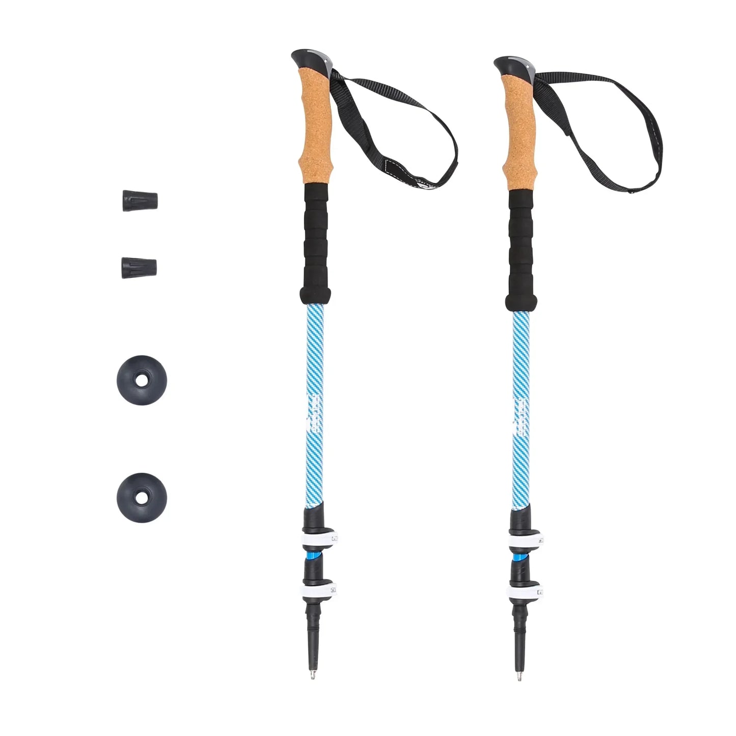 Carbon Fiber Trekking Poles With Quick Lock Adjustable 2 Pack Cork Grips