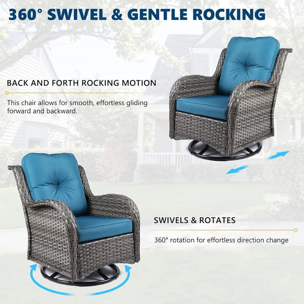 Wicker Swivel Rockers Outdoor Bistro Set With Side Table