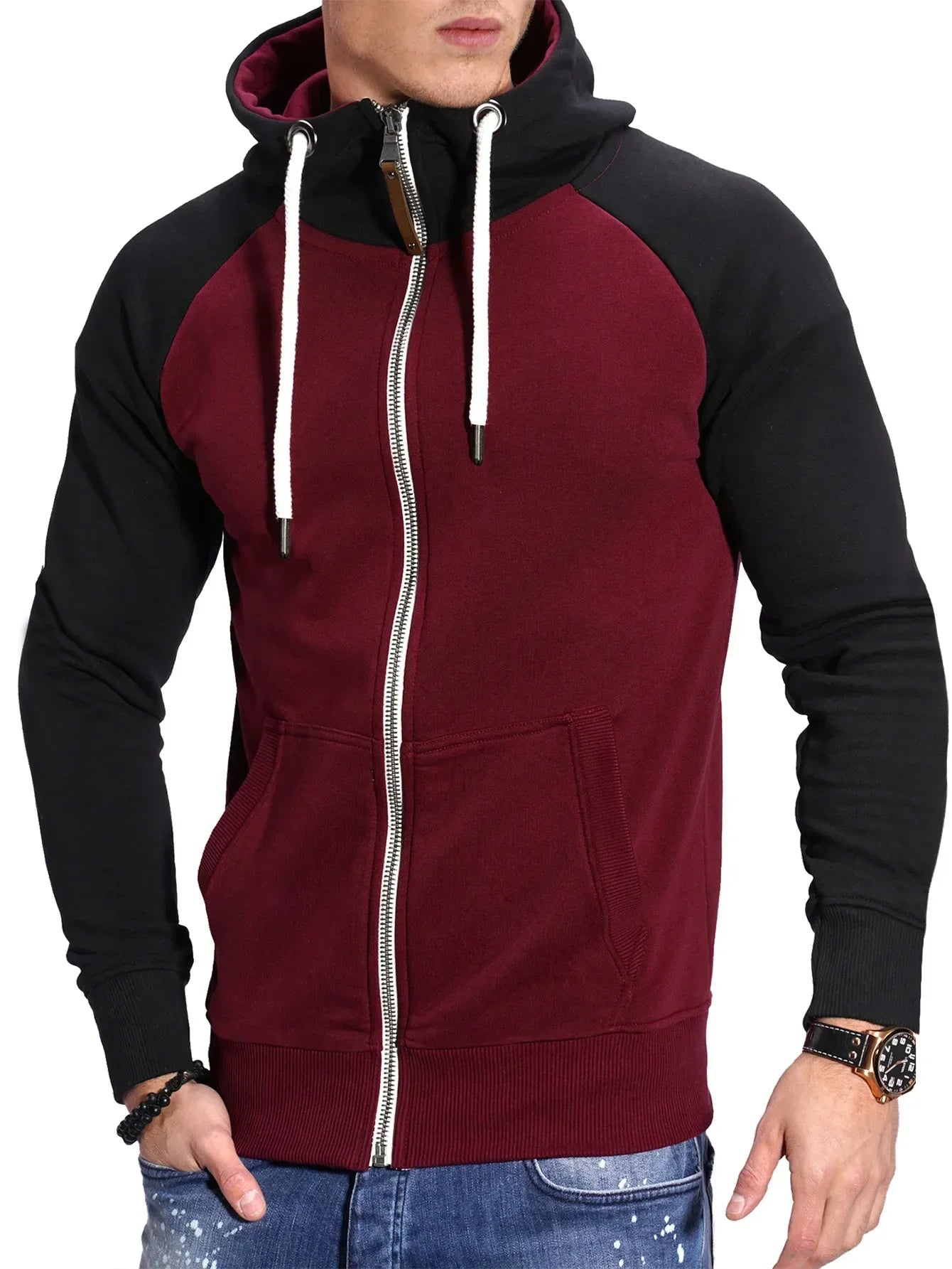 Slim Fit Hooded Zip Hoodie For Men Long Sleeve Sweatshirt Jacket