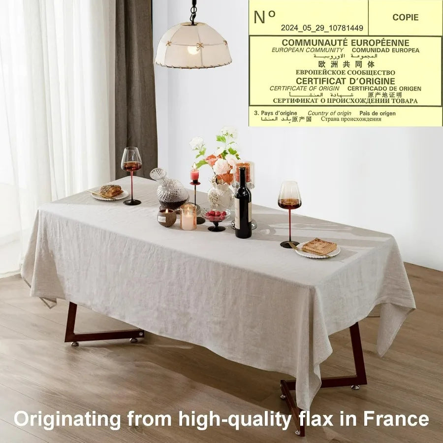 Linen Tablecloth 60x108 Inches 100 Percent Pure Linen Washable Rectangle Dining