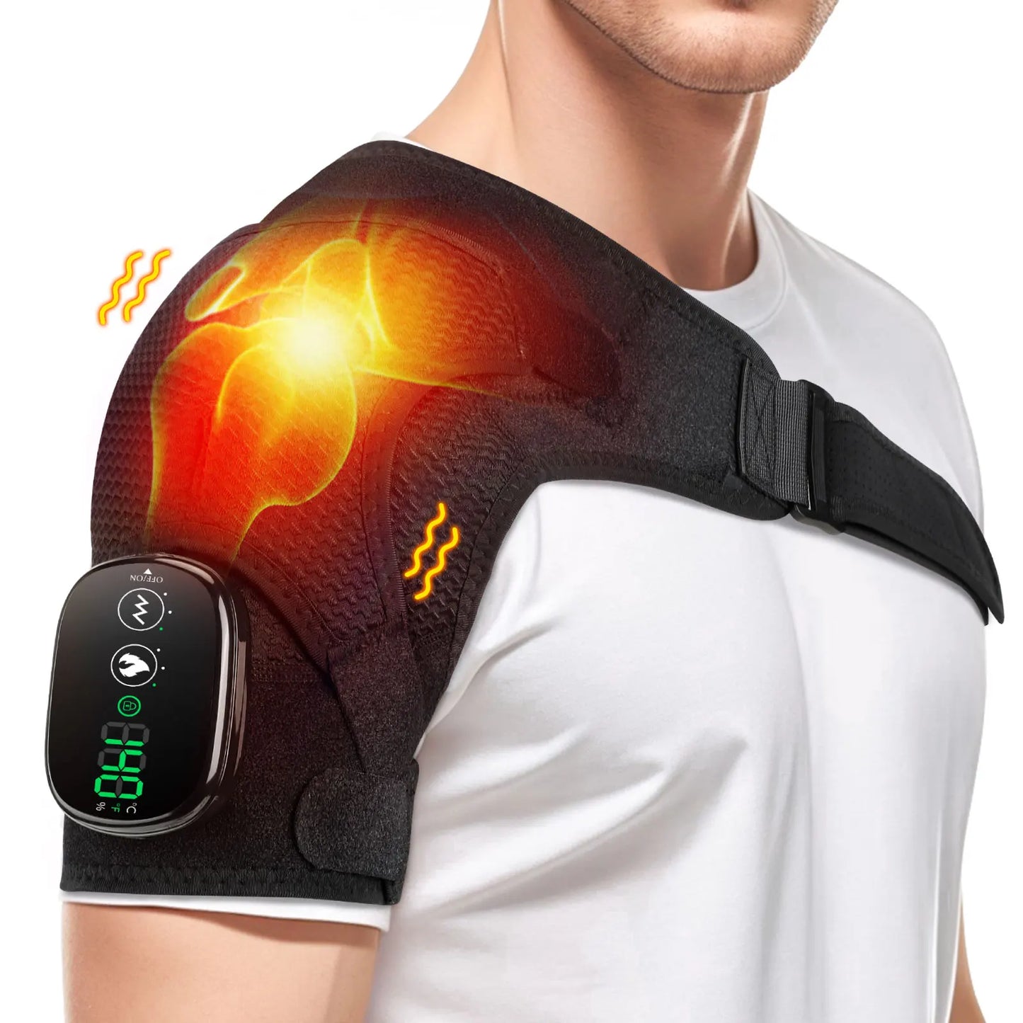 Electric Heating Shoulder Massage Belt With Adjustable Heat And 3 Speed Vibration For Shoulder Back Neck Pain Relief