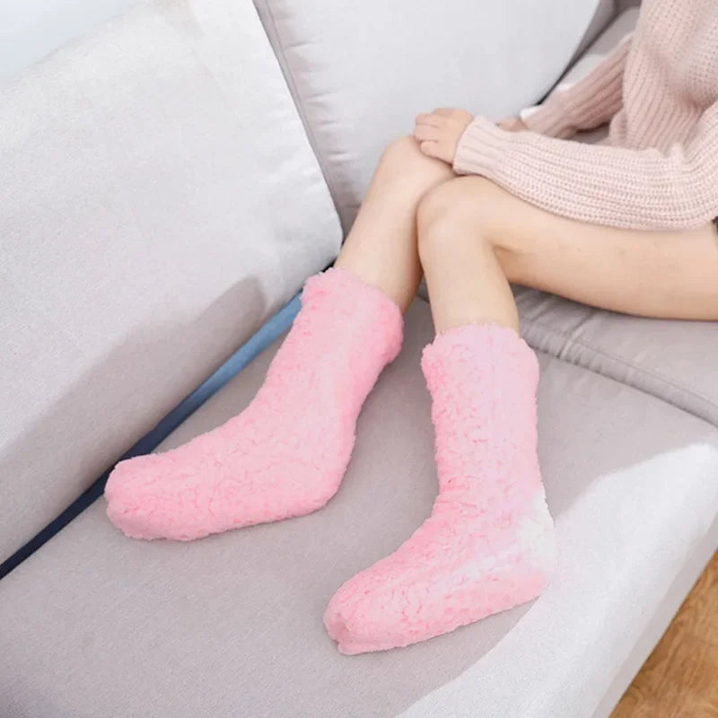 Women's Thickened Cashmere Floor Socks Thermal Velvet Sleep Socks Non-Slip Home Slippers & Leg Warmer