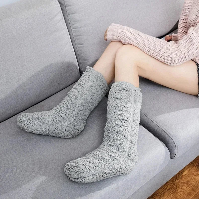 Women's Thickened Cashmere Floor Socks Thermal Velvet Sleep Socks Non-Slip Home Slippers & Leg Warmer