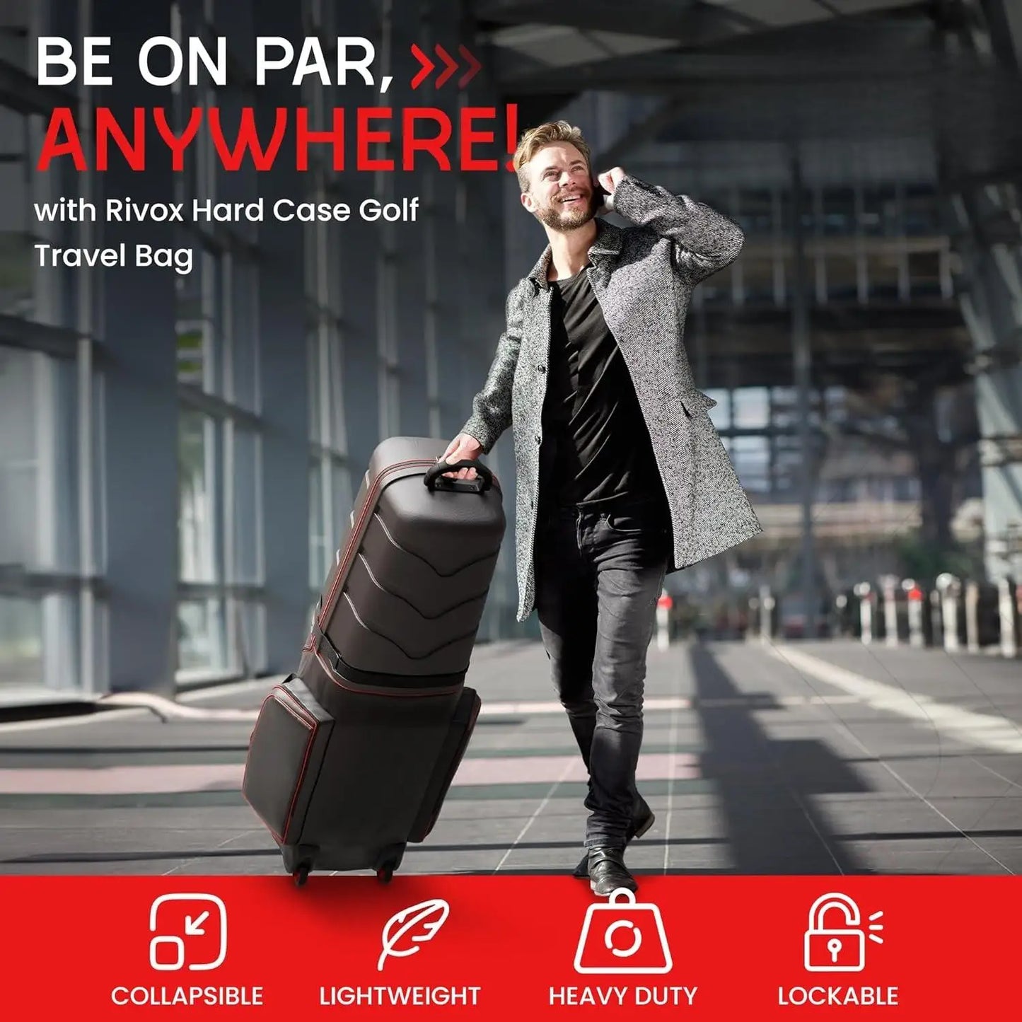 Golf Travel Bag With Wheels Golf Club Case TSA Padlock