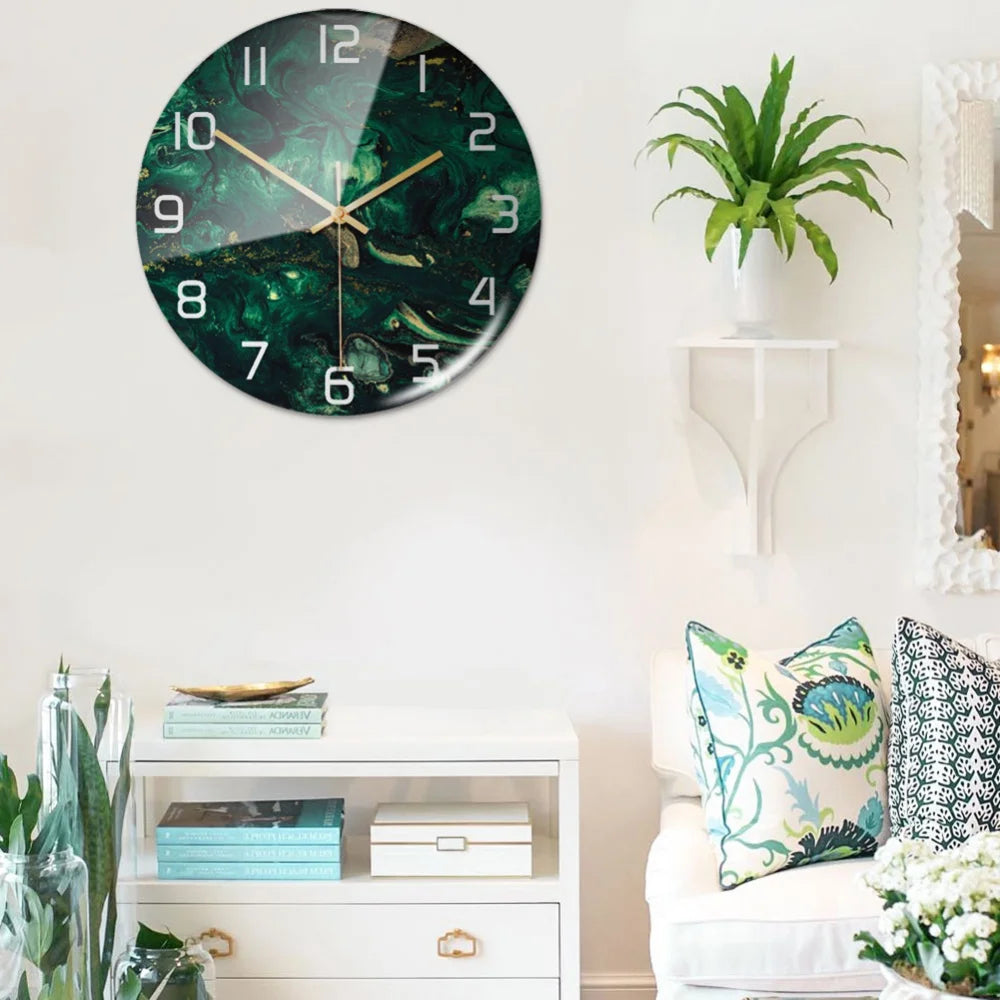 Luxury 3D Acrylic Black Gold Marble Wall Adhesive Clock