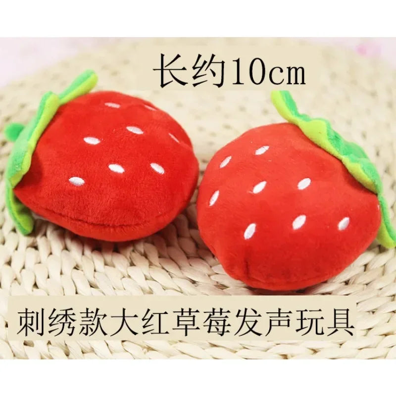 Strawberry Plush Squeaky Pet Toy For Dogs Cats Squeaker