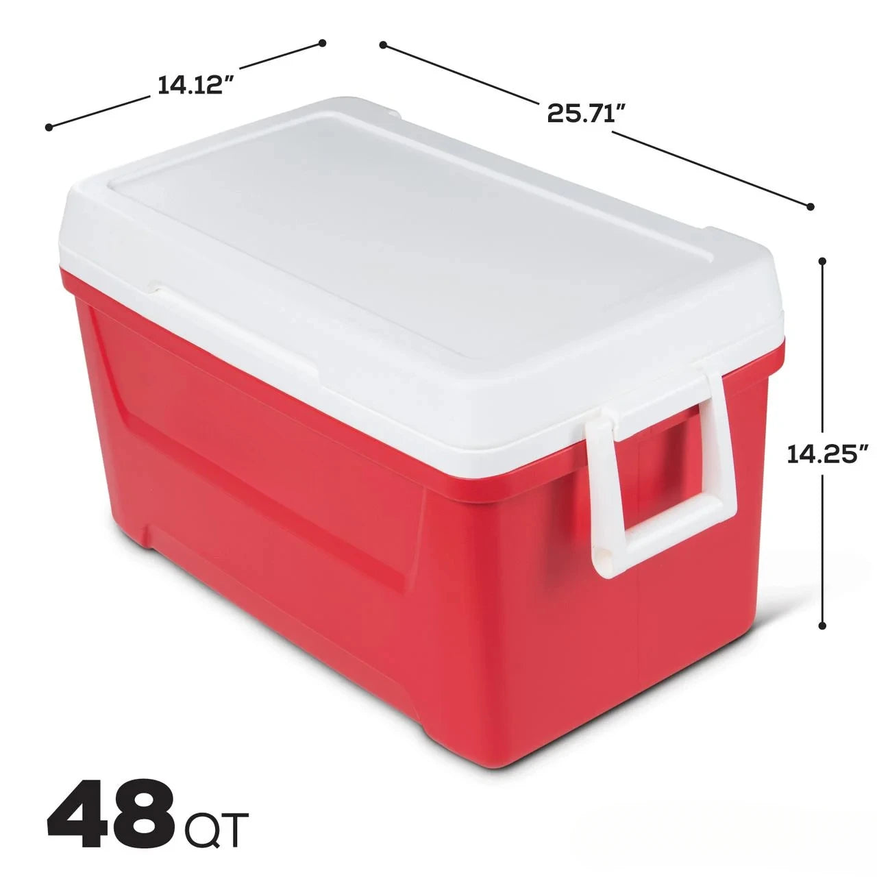 48-Quart Outdoor Picnic Camping Cooler, Red, Portable and Easy to Clean, Large Capacity, Perfect for Friends Gathering