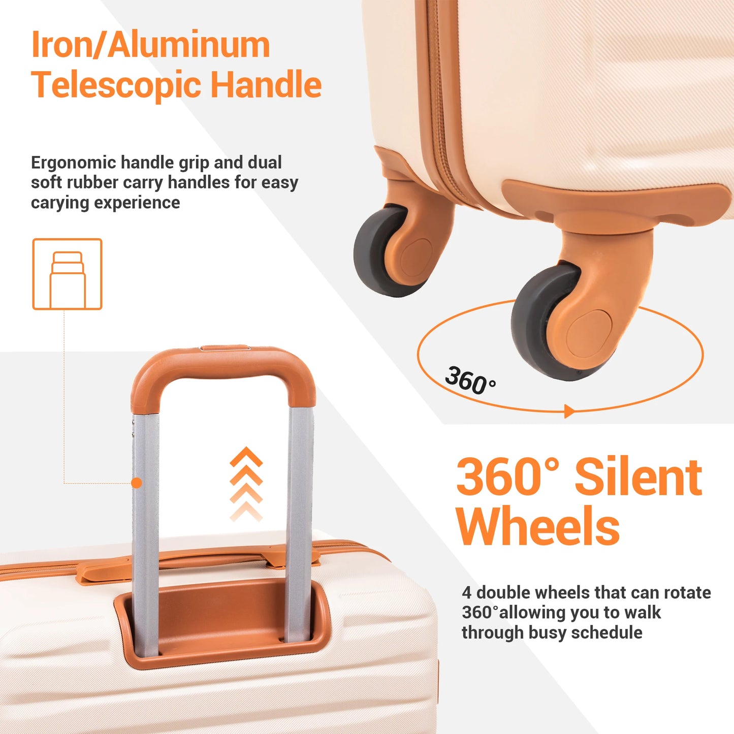 Travelhouse 3 Piece ABS Luggage Set With Spinner Wheels TSA