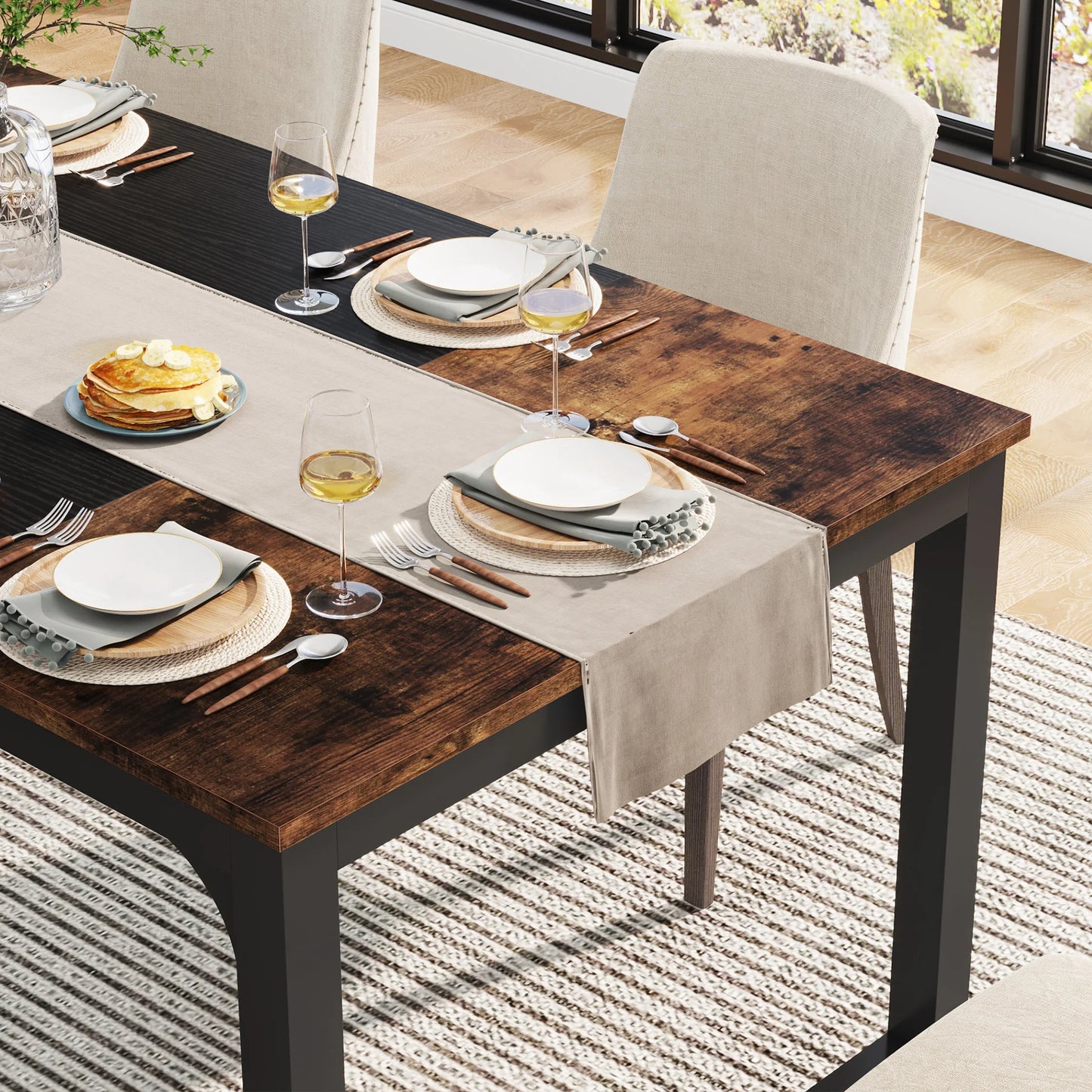 Tribesigns Dining Table Industrial Kitchen Table For Six To Eight People