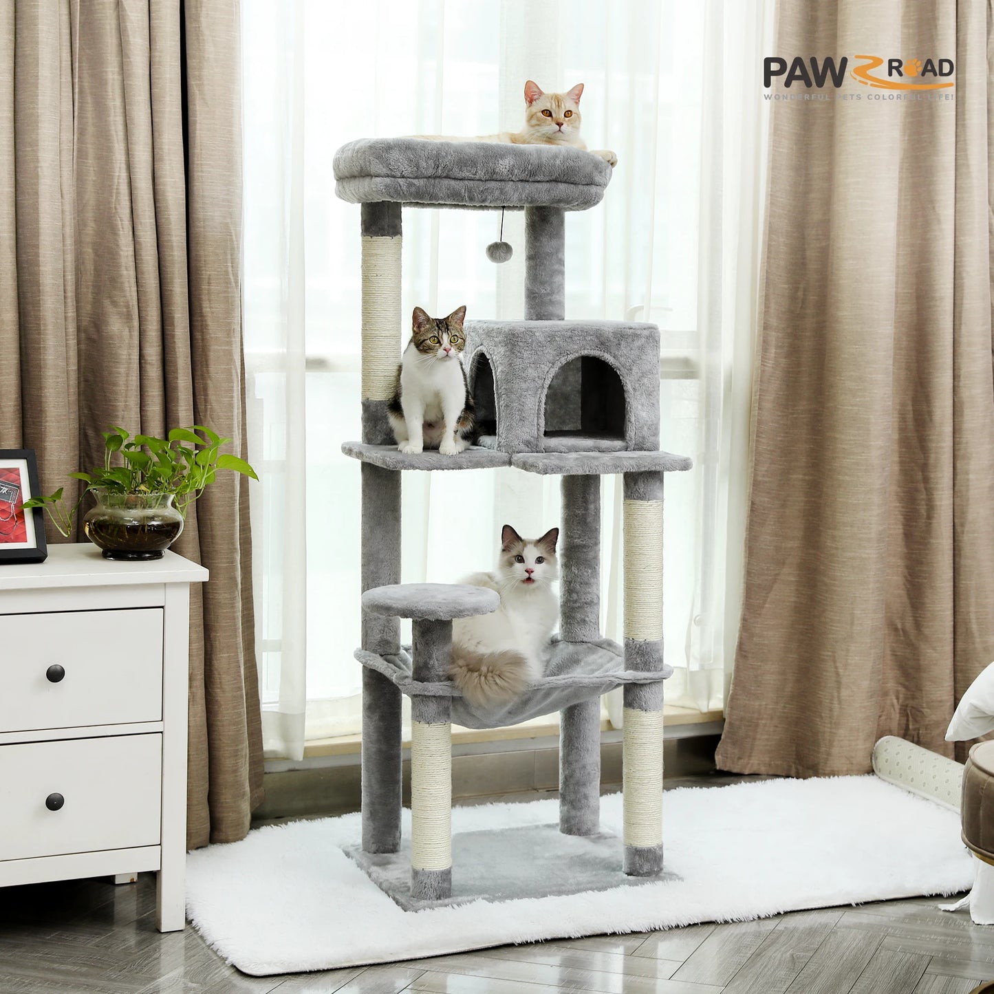 5 Level Cat Tree for Large Cats with Sisal Scratching Posts