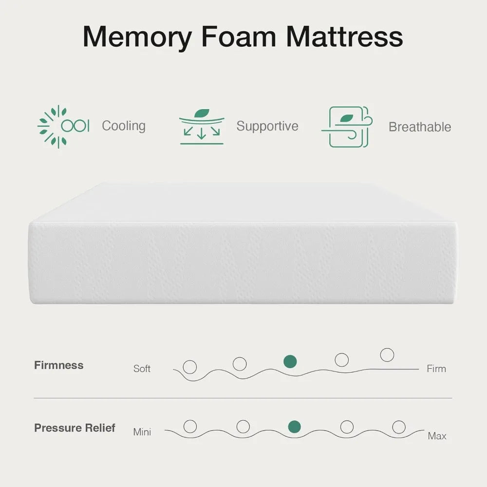 Full Size Gel Memory Foam Mattress 10 Inch Cool Sleep