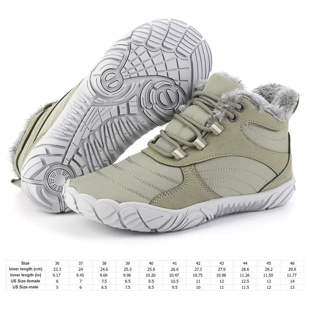 Unisex Waterproof Winter Hiking Shoes Fur Lined Warm Cotton Snow Boots