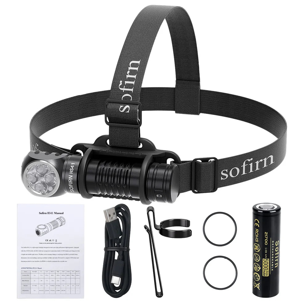 Sofirn HS41 Headlamp 4000 Lumen USB C Rechargeable 21700 Battery SST20 LED Torch Indicator Magnetic Tail Flashlight