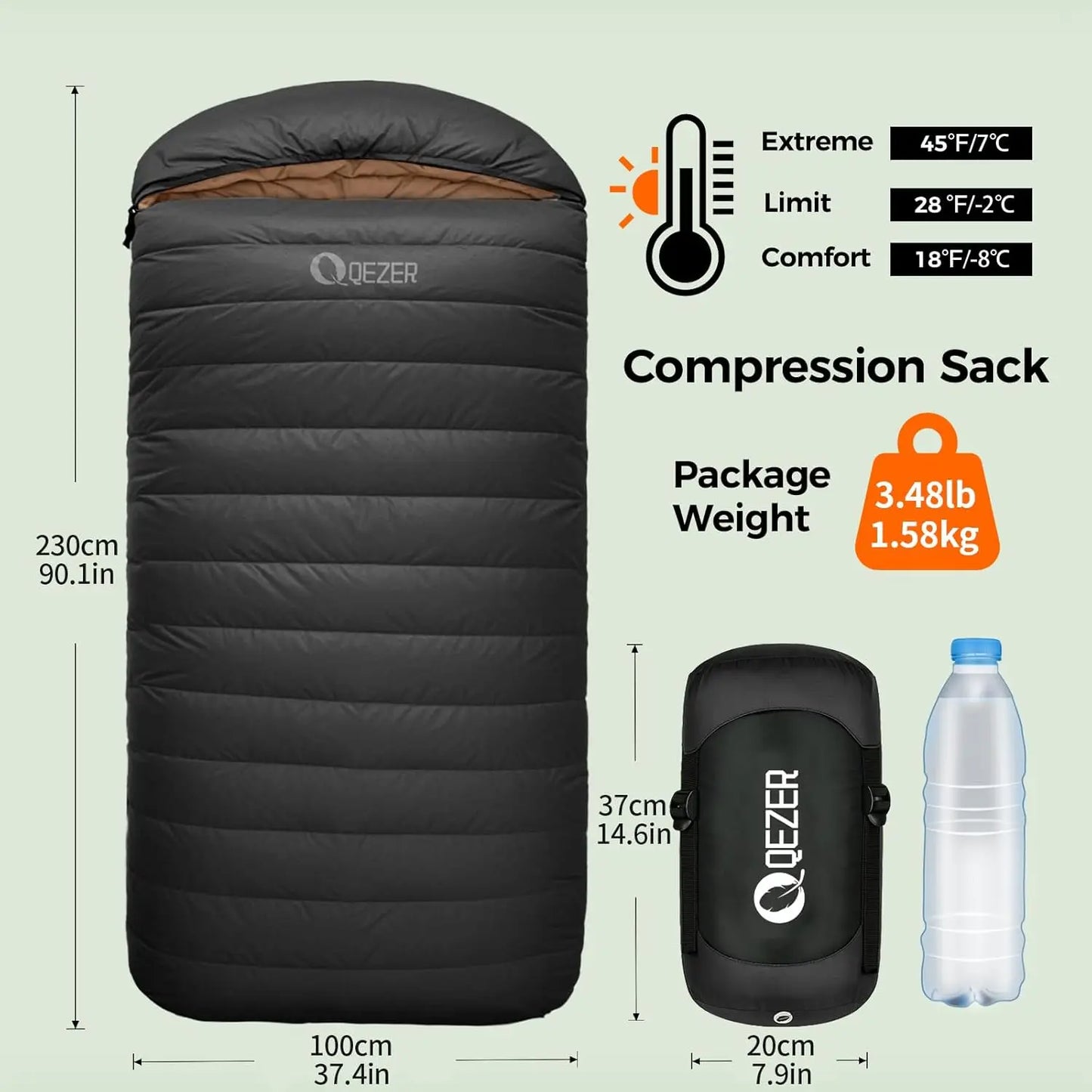 XL Four Seasons Oversized Ultralight Sleeping Bag For Adults For Camping And Hiking Nylon Shell
