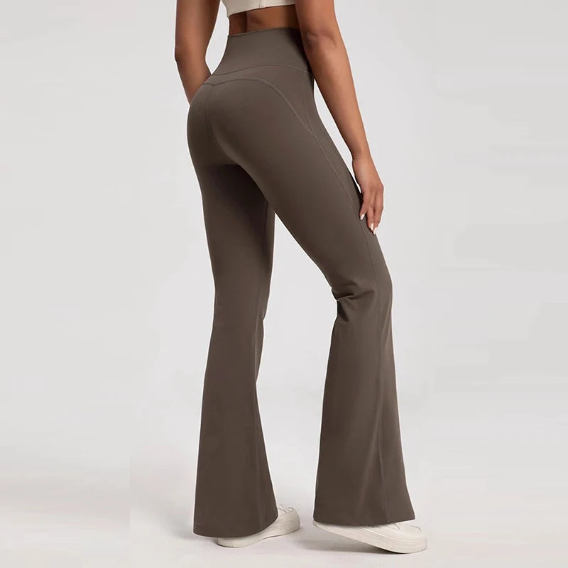Women's High-Waisted Flared Pants, Elastic Waist, Cinching Hip-Lifting, Casual Yoga Pan for All-Season Exercise and Outdoor Wear