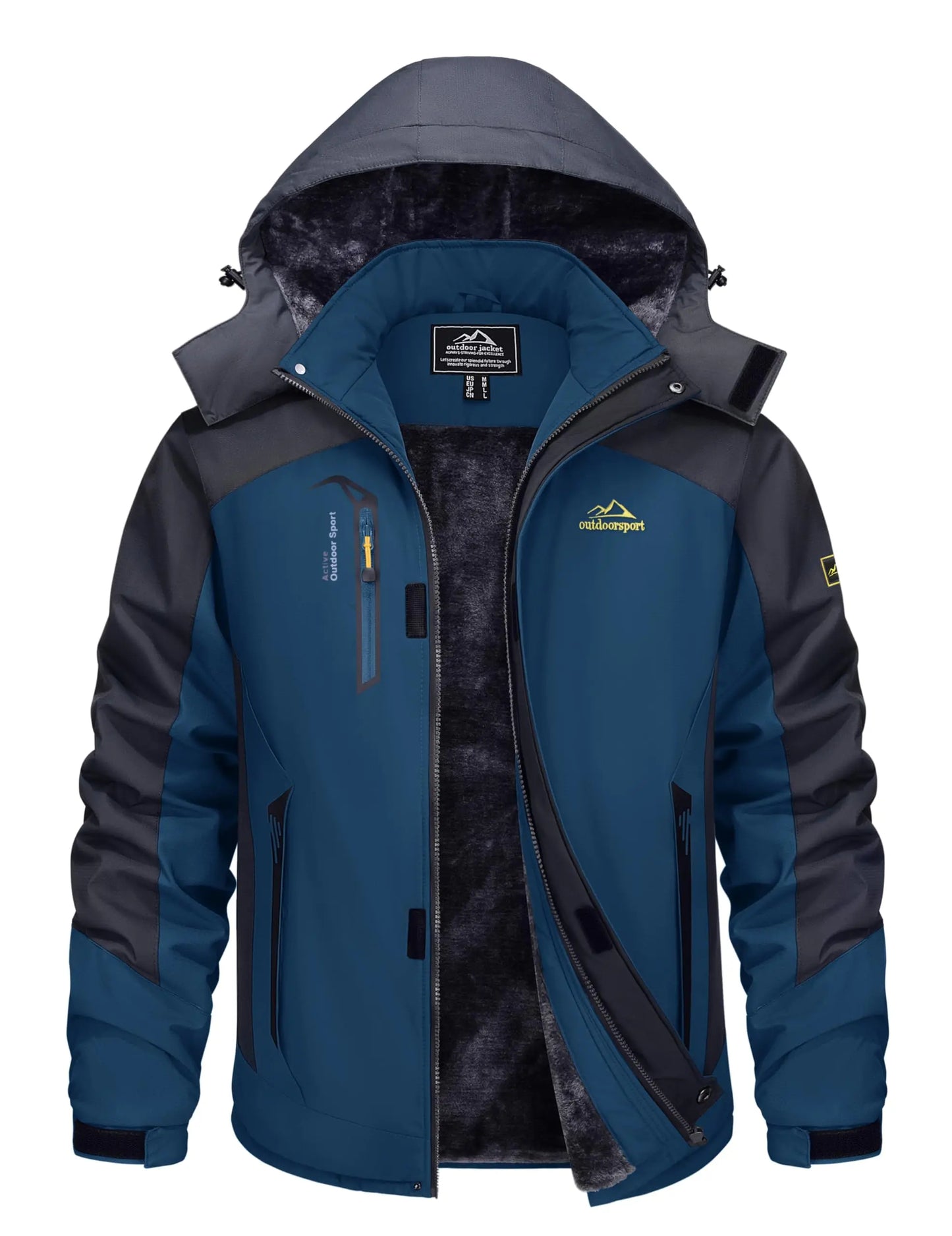 Mens Waterproof Windproof Ski Jacket Fleece Tactical Winter Coat Hooded Parka