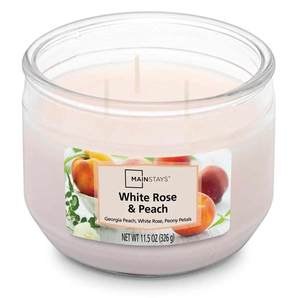 2 Pack White Rose Peach Scented Candles 3 Wick 11.5 Oz Home Decor Gift