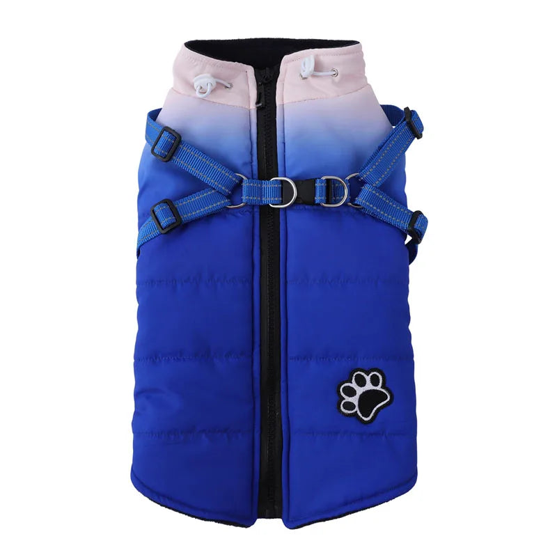 Winter Dog Jacket With Harness Zipper For All Breeds Coat