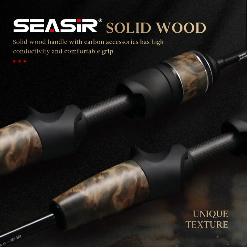 Seasir Stream Spinning Baitcasting Rod Ultralight Carbon Wood Handle Fuji 1-10g