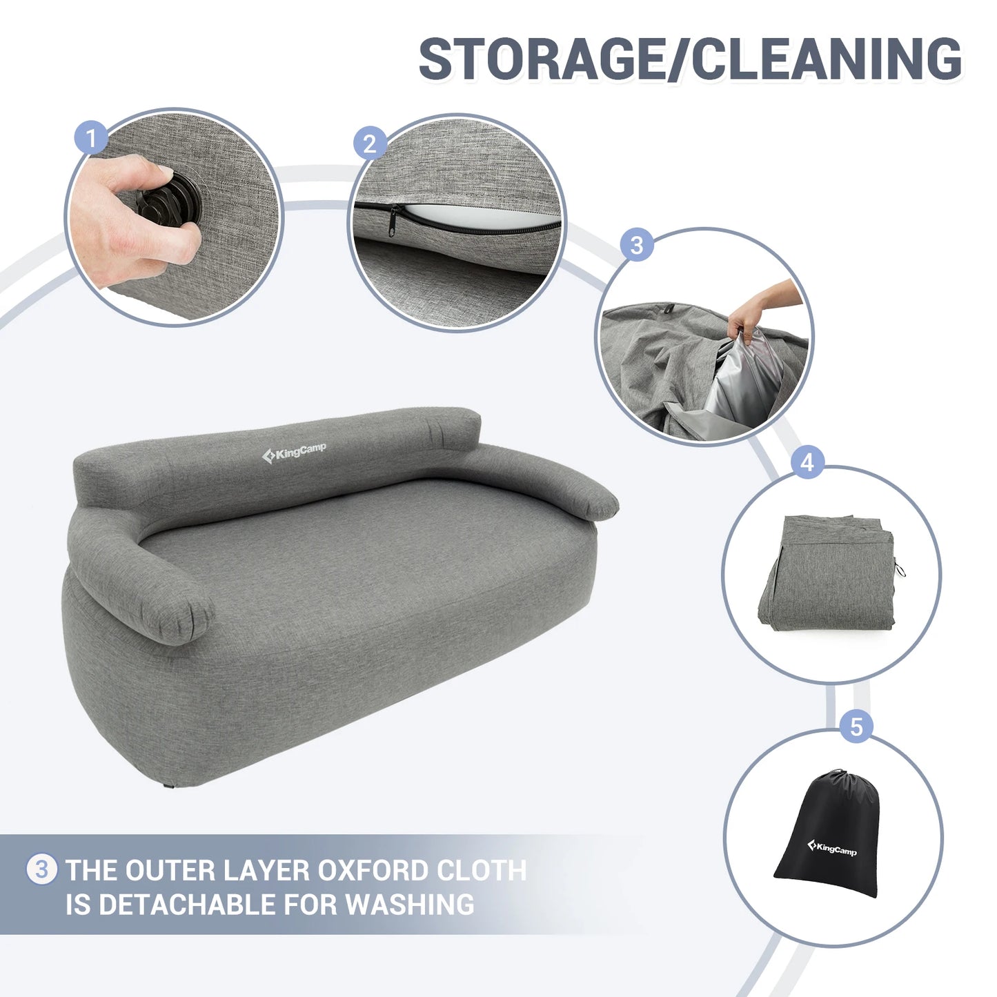 KingCamp Double Air Couch Inflatable Lounger for Outdoor Picnics and Beach Games