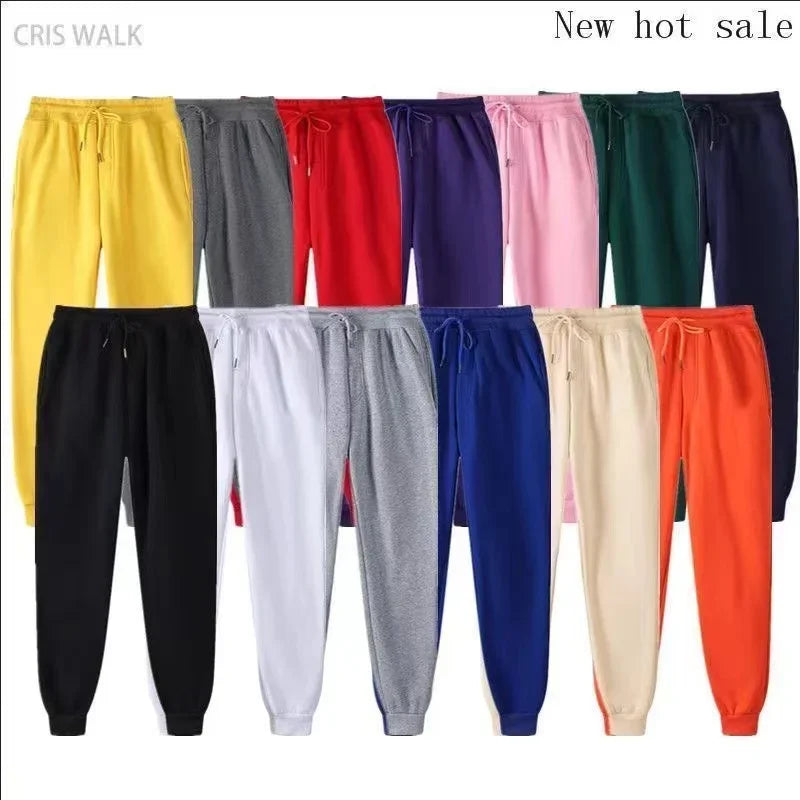Unisex Fleece Sweatpants Casual Joggers Elastic Waist Running Winter Pants