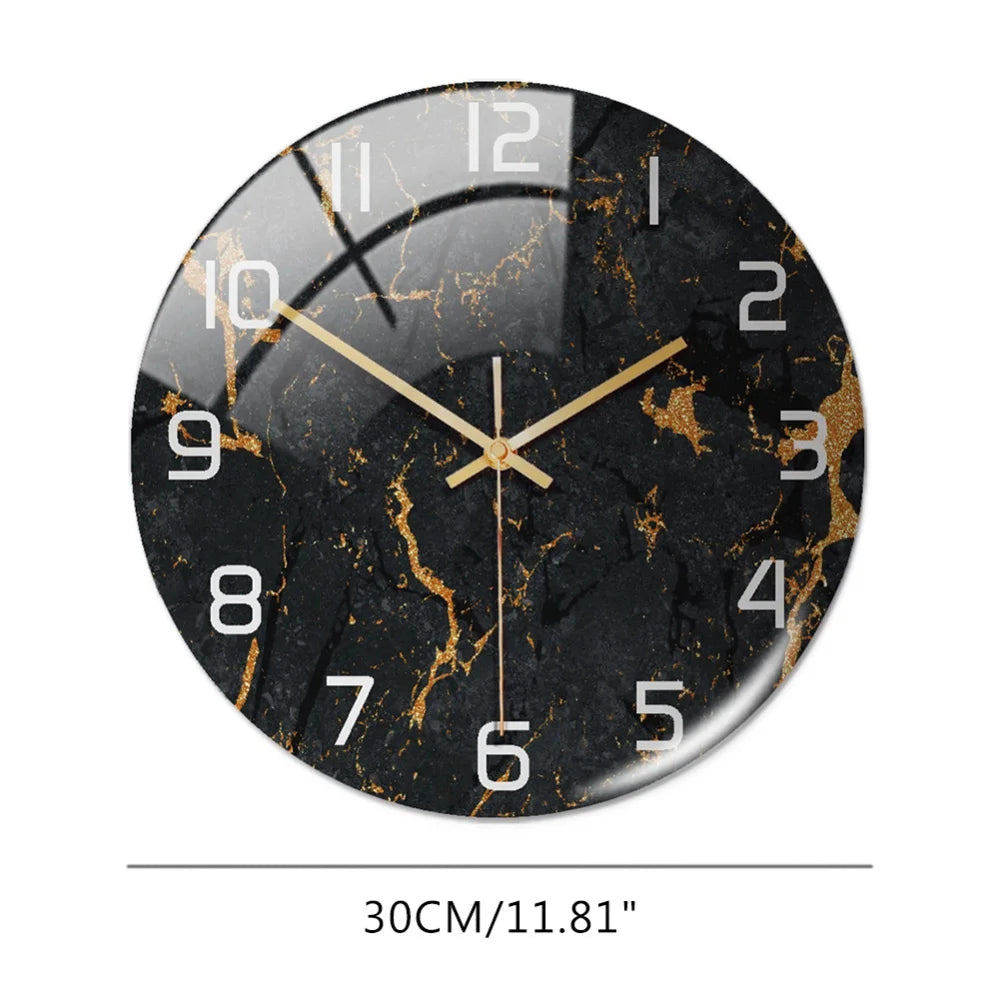 Luxury 3D Acrylic Black Gold Marble Wall Adhesive Clock
