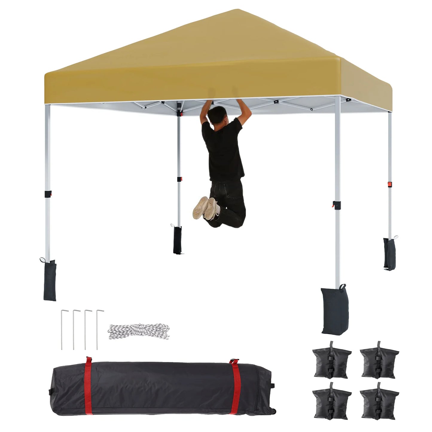 10x10ft Center Locking Canopy Tent Shelter Height Adjustable Legs Waterproof UV