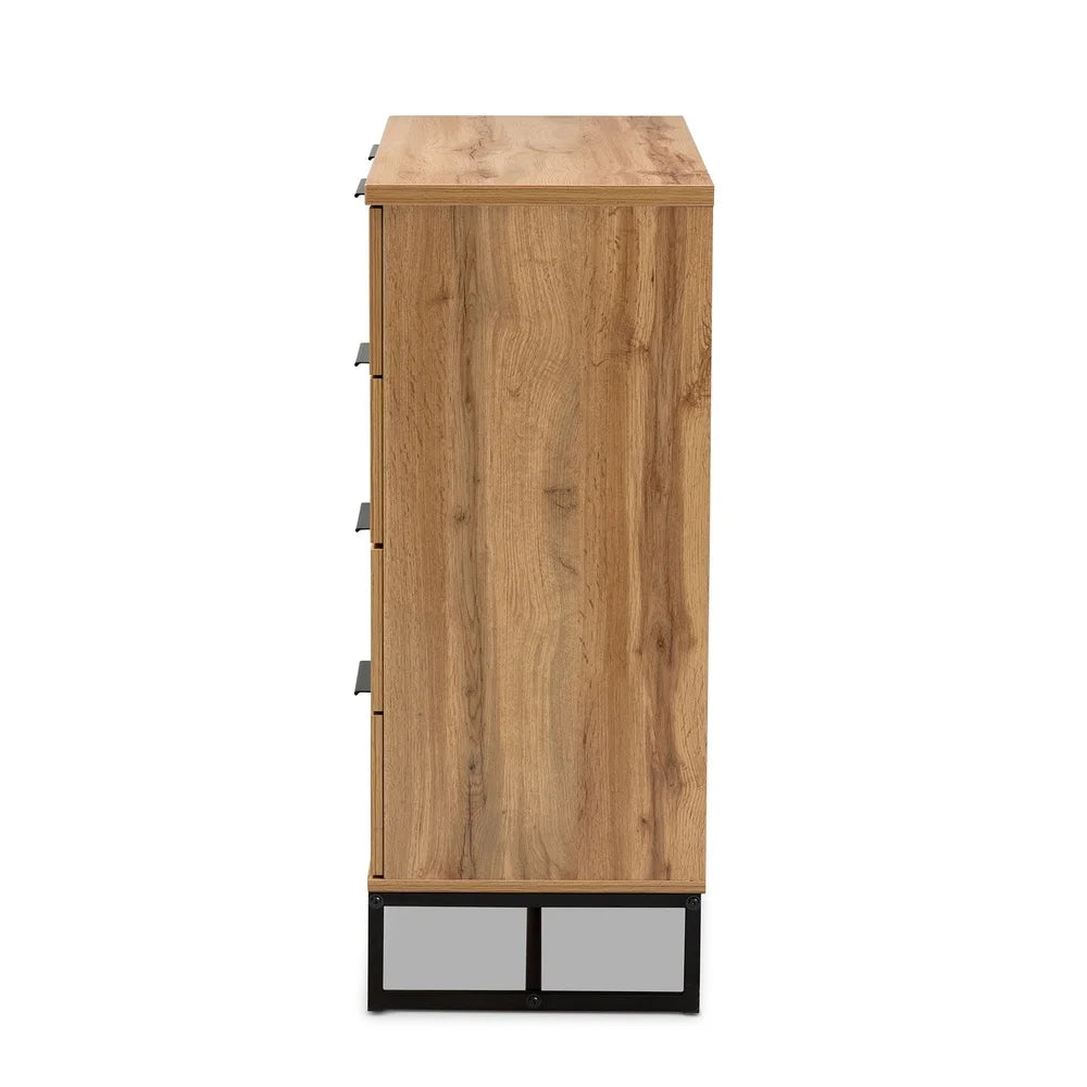 Modern 5 Drawer Storage Chest Engineered Wood Black Legs