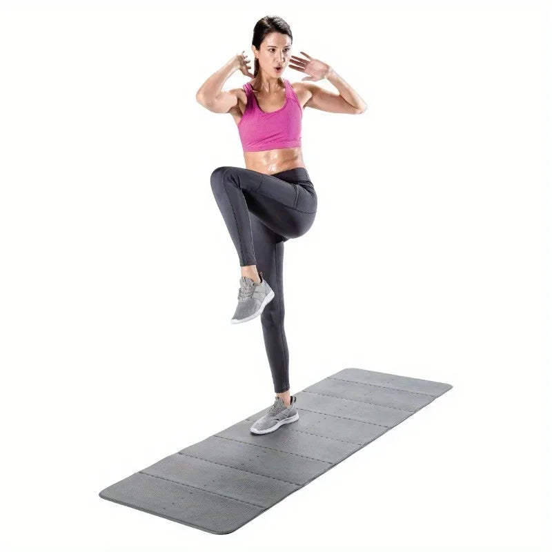 Grey Folding Fitness Mat for Pilates Yoga and Bodyweight Training