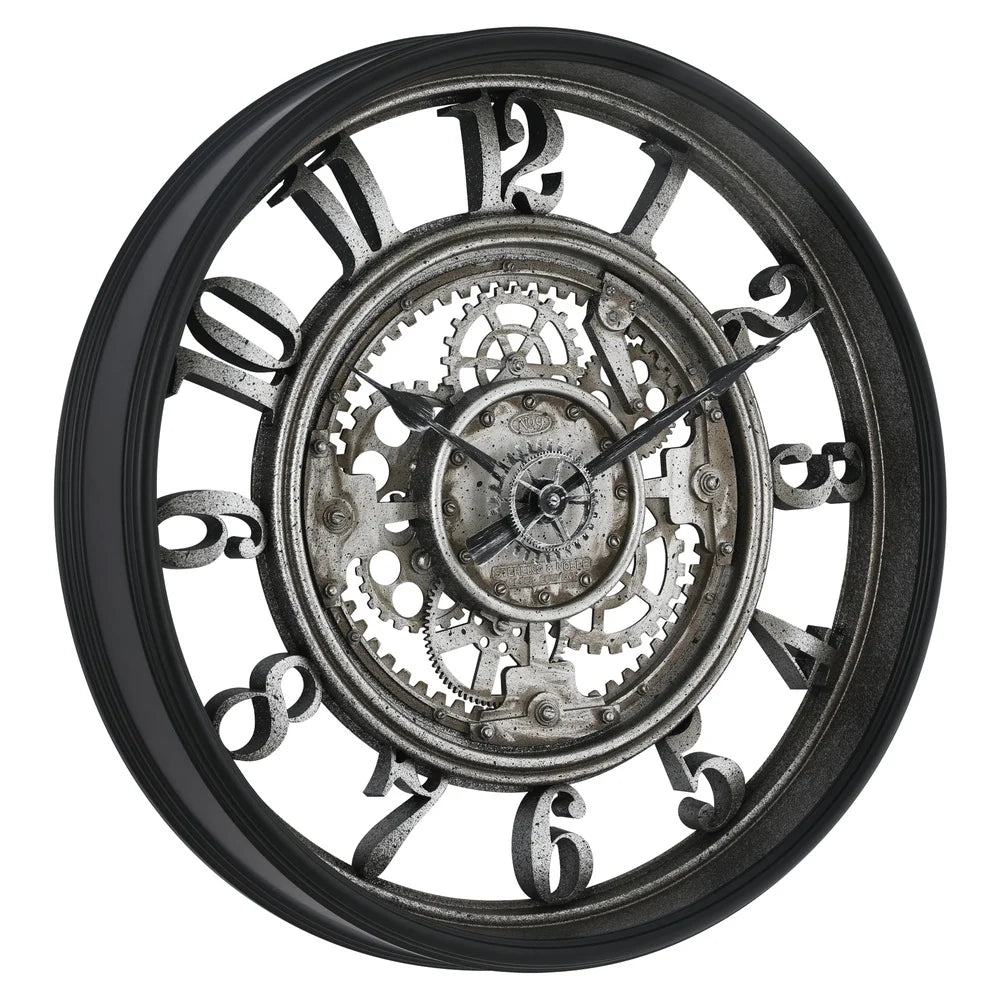 20 Inch Rustic Gear Analog Wall Clock Steampunk Quartz