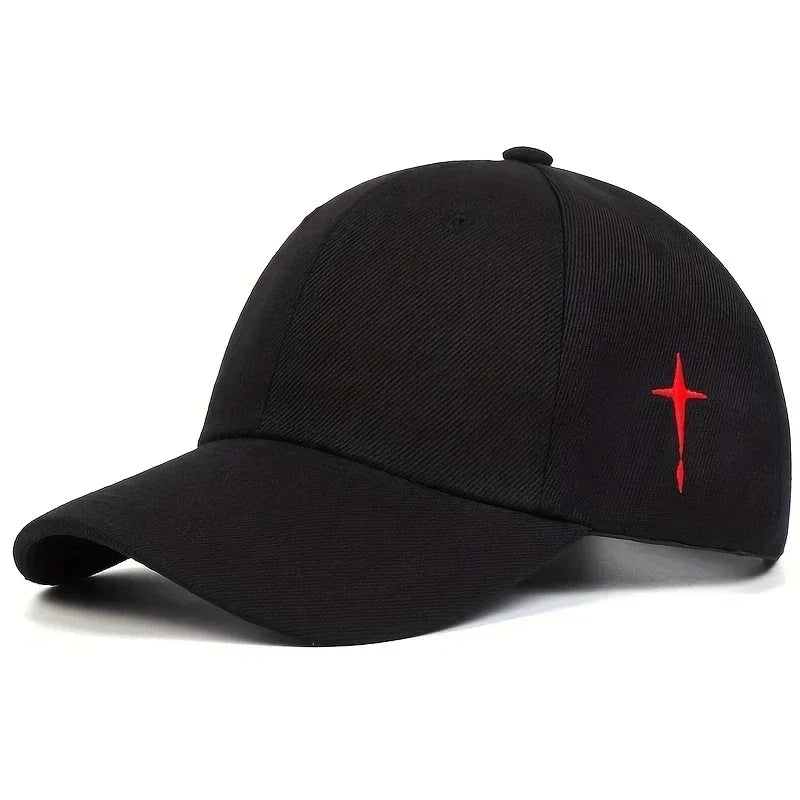 Unisex Cross Embroidery Snapback Baseball Cap Adjustable